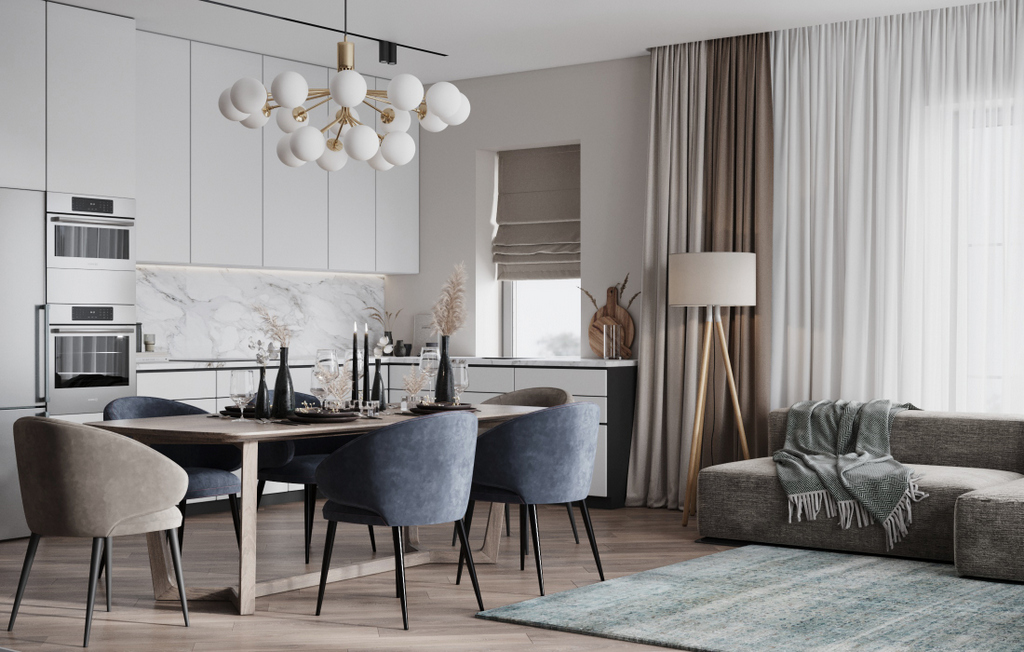 Light and calm interior for a young family